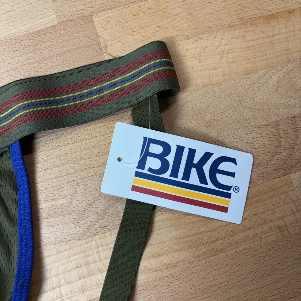 Bike Mesh Jockstrap Men's XL Olive Green Striped Underwear New